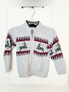 Bücur Con Junior Reindeer Sweater 7/8 Zip Cardigan Fair Isle Nordic